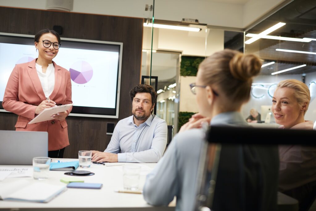 business people at business training