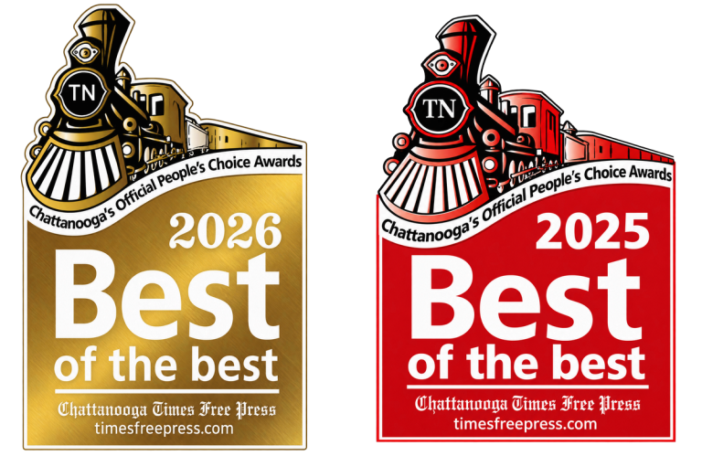 Chattanooga Times Free Press Best of the Best First Place badges for 2026 and 2025, Chattanooga's Official People's Choice Awards